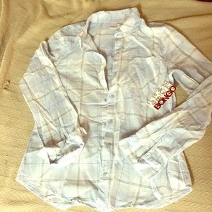 Plaid cotton button up shirt